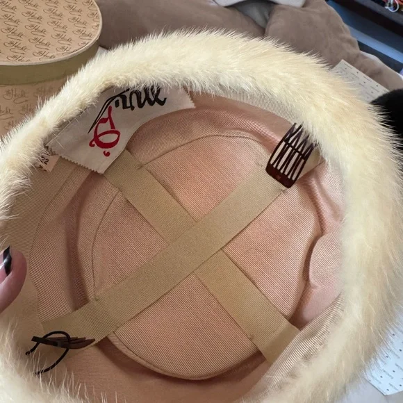 Saga Full Length Black Mink Coat with 2 mink Caps in black and white. - Picture 10 of 15